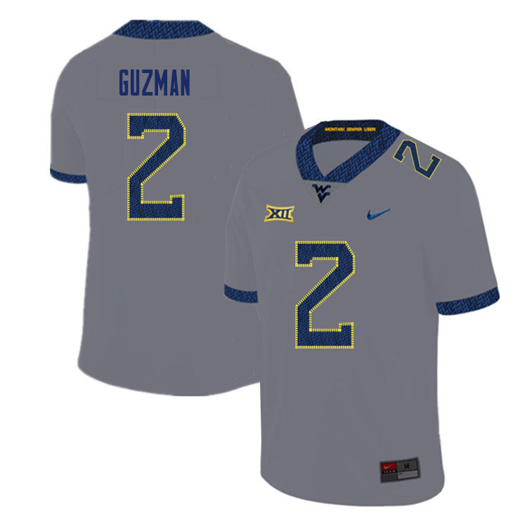 2020 Men #2 Noah Guzman West Virginia Mountaineers College Football Jerseys Sale-Gray - Click Image to Close